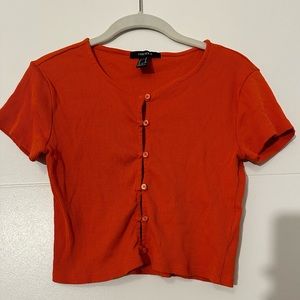 Forever 21 Ribbed Crop Top Button Keyholes like new